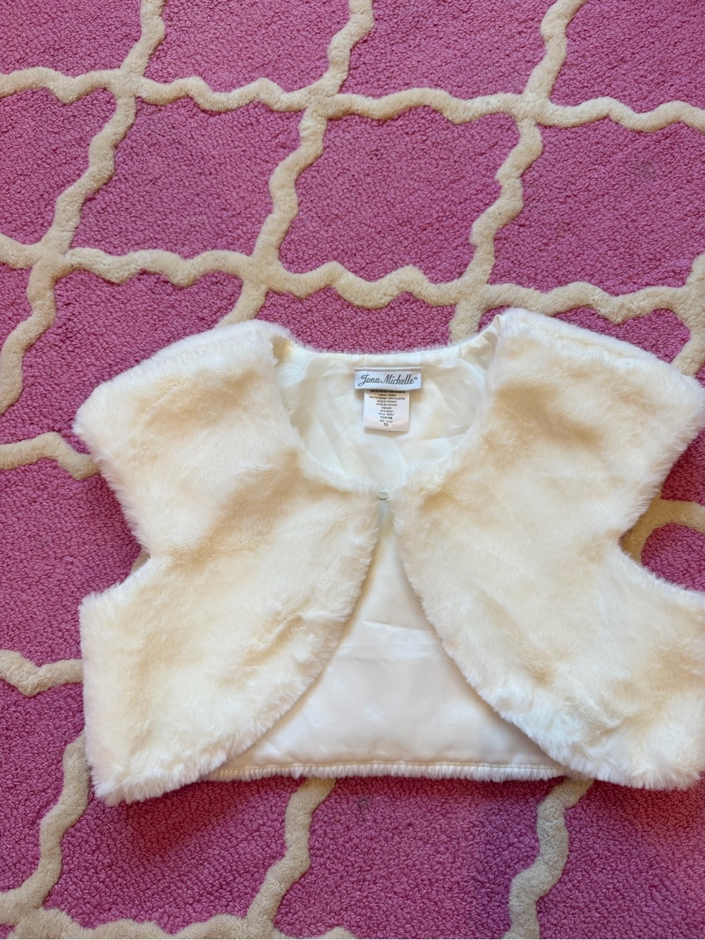 Jona Michelle Cream Faux Fur Girls Vest